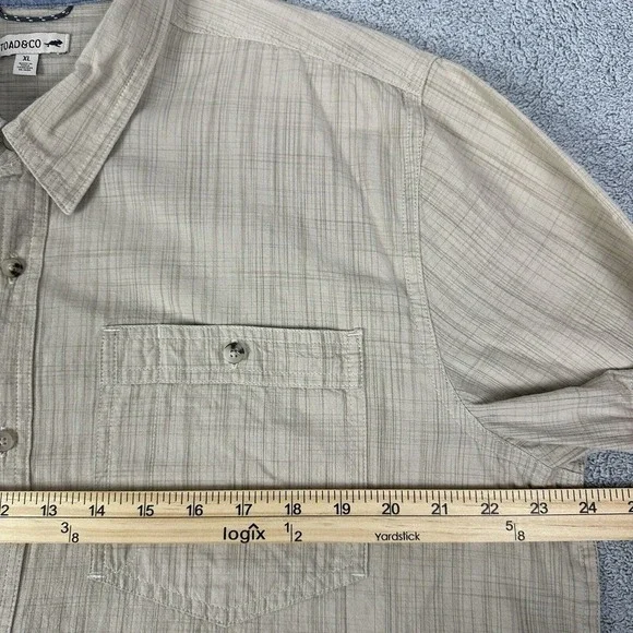Toad & Co Shirt Mens L Beige Smythy 100% Organic Cotton Button Up Minimal Casual - Picture 8 of 9